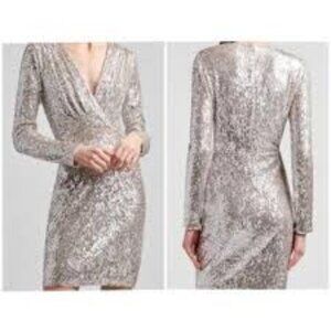 Express Silver Sequin Long Sleeve Mini Dress – Size M